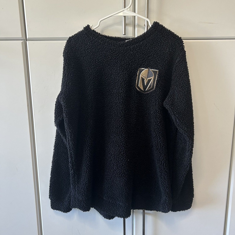 NHL Vegas Golden Knights Liv Casual Black Sherpa Fleece Pullover Sweatshirt M